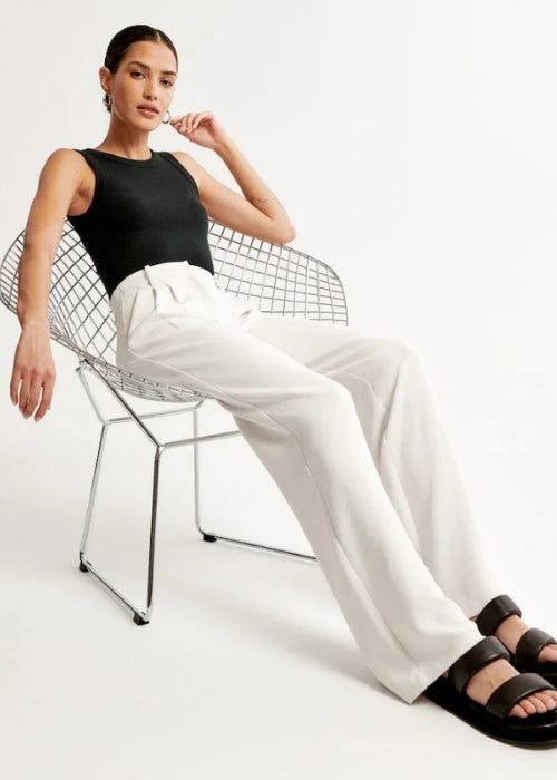 High Waist Tailored Wide Leg Pants