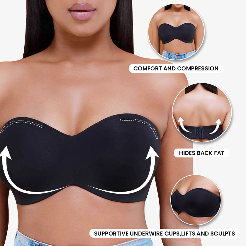 Flexehag® Full Support Non-Slip Convertible Bandeau Bra-Black