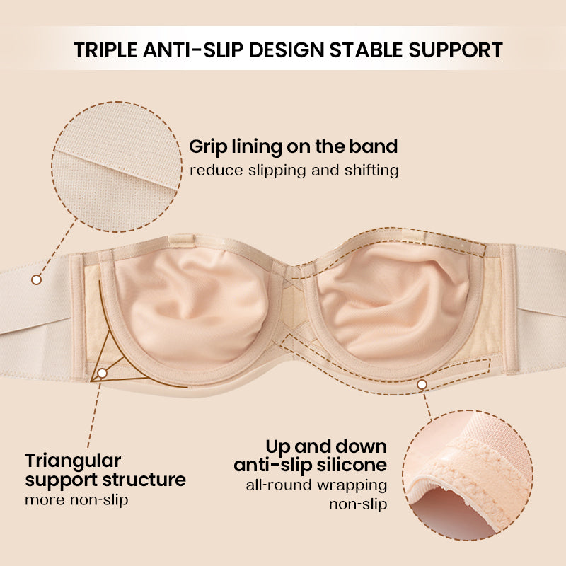 Flexehag® Full Support Non-Slip Convertible Bandeau Bra -Nude