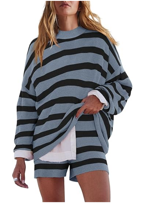 Oversized Striped Sweater Set