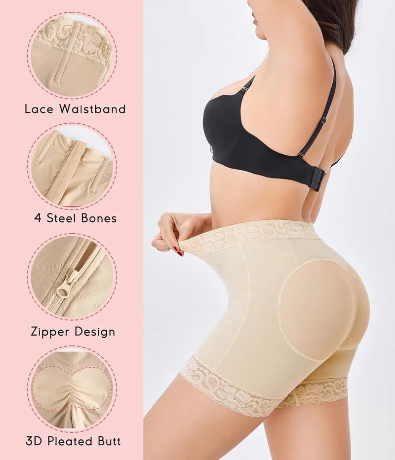 ⏰LAST DAY 49% OFF⏰Lace Steel Boned Butt Enhancer Shorts Shapewear💃🏽