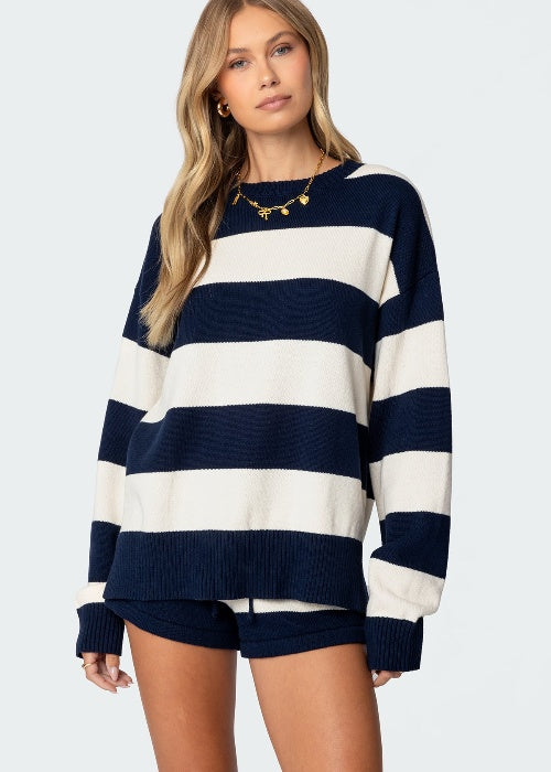 Oversized Striped Sweater Set