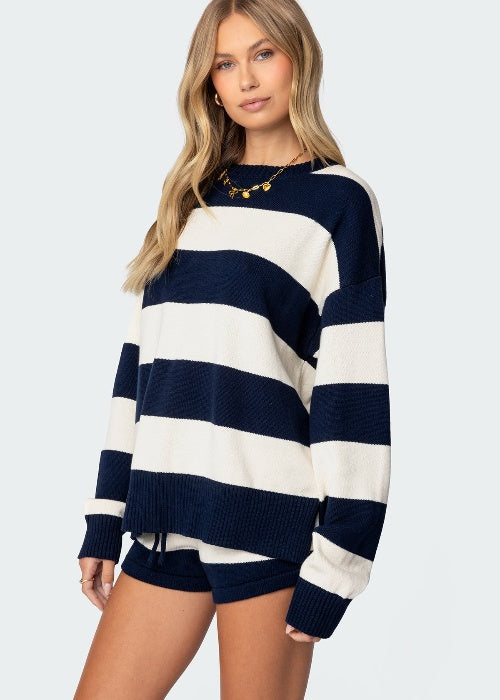 Oversized Striped Sweater Set