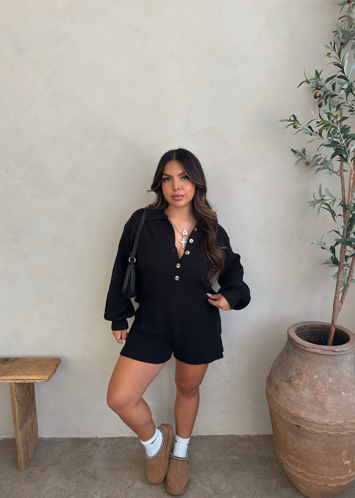 Gilmore Knit Romper (Black)