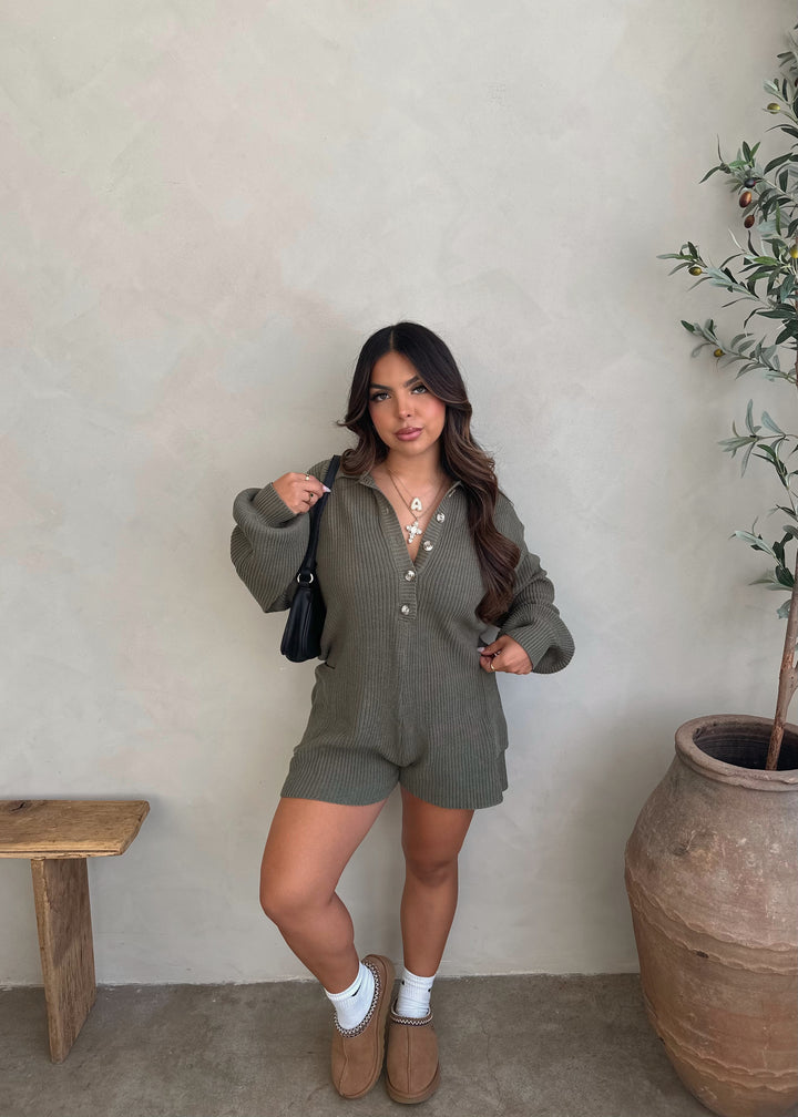 Gilmore Knit Romper (Olive)