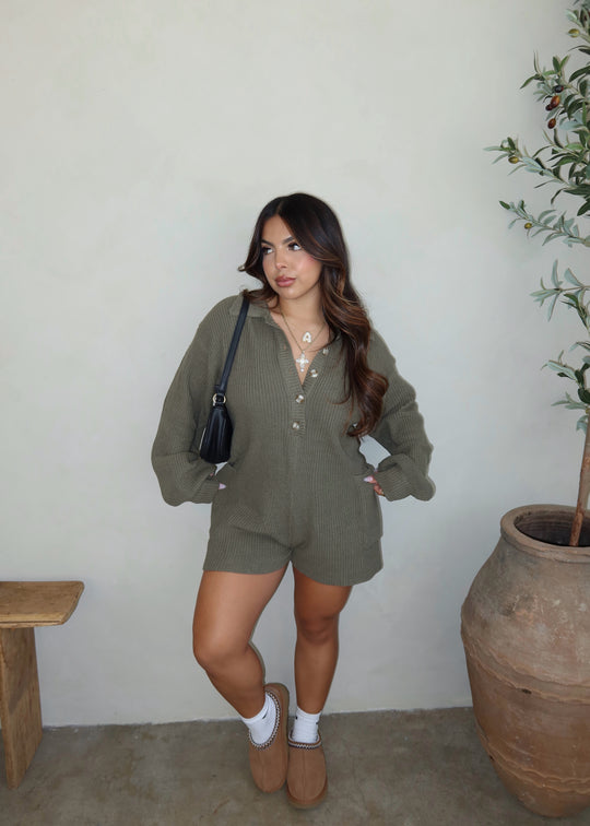 Gilmore Knit Romper (Olive)