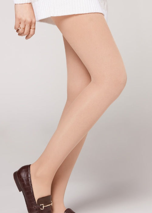 Semisheer Warm Plush Lined Elastic Tights Leggings