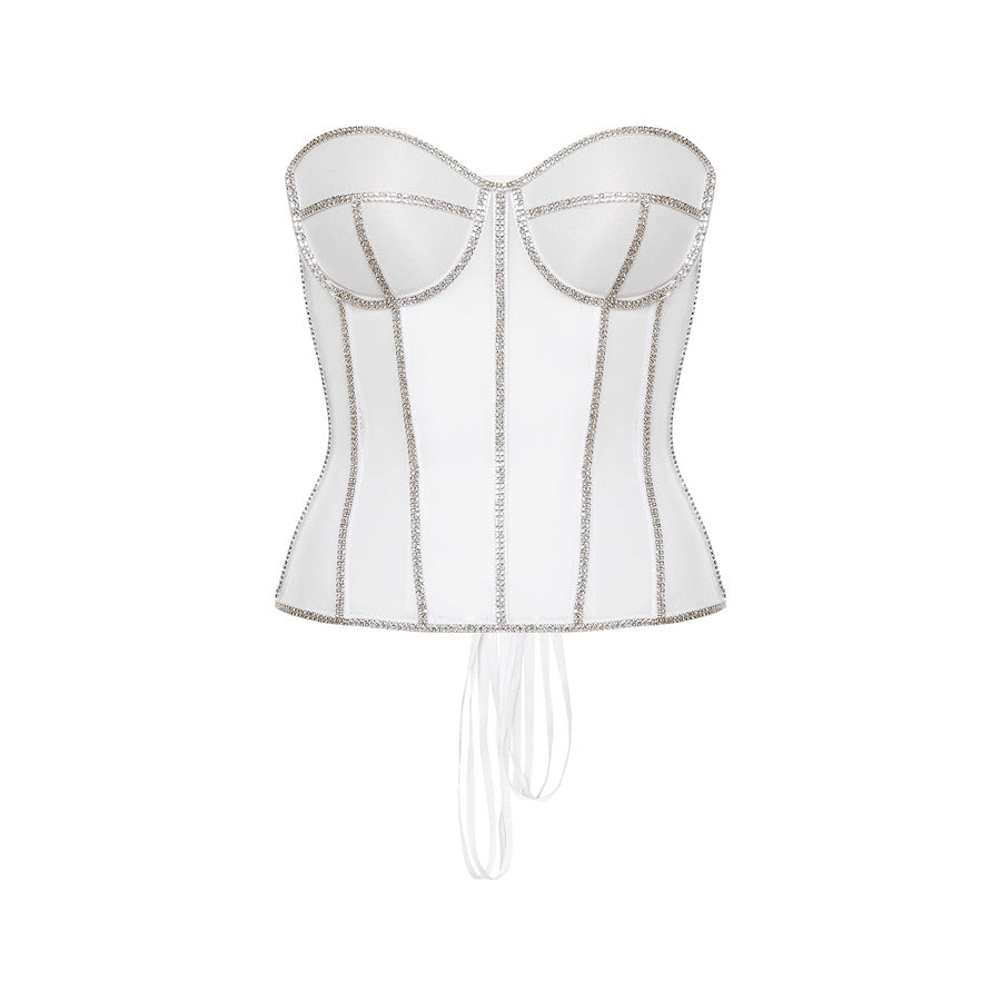 Rhinestone Bustier White