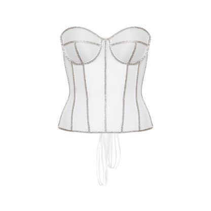 Rhinestone Bustier White