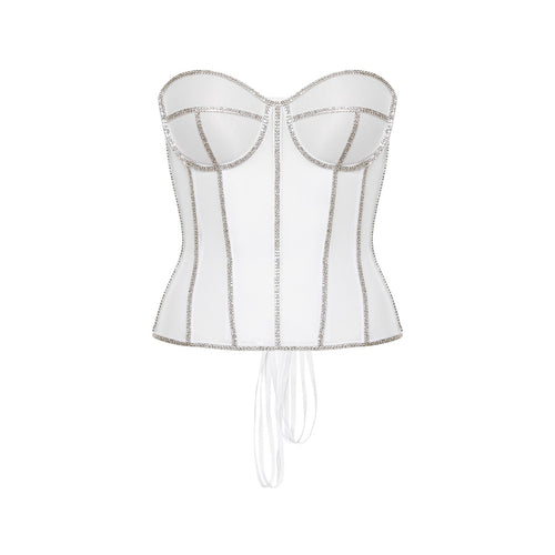 Rhinestone Bustier White