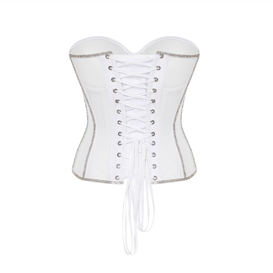 Rhinestone Bustier White