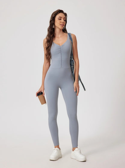 Strappy Zip Ruching Suit