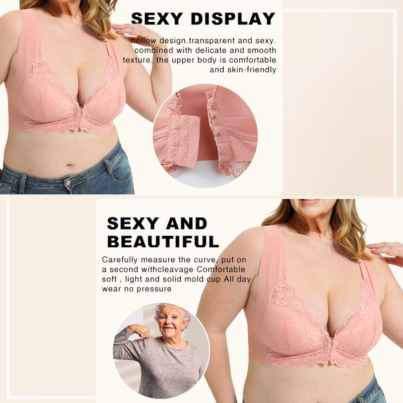 Flexehag®FRONT CLOSURE '5D' SHAPING WIRELESS BEAUTY BACK BRA(BUY 1 GET 2 FREE)-Pink