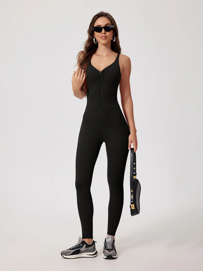 Strappy Zip Ruching Suit