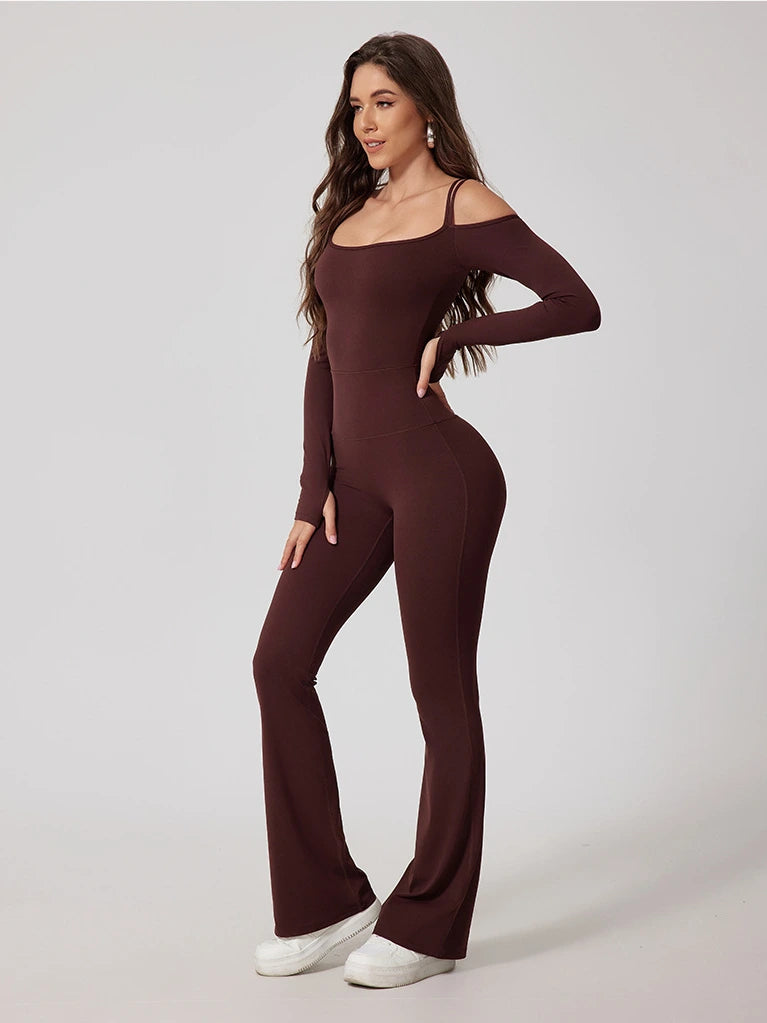 Strappy Long Sleeve Flared Suit