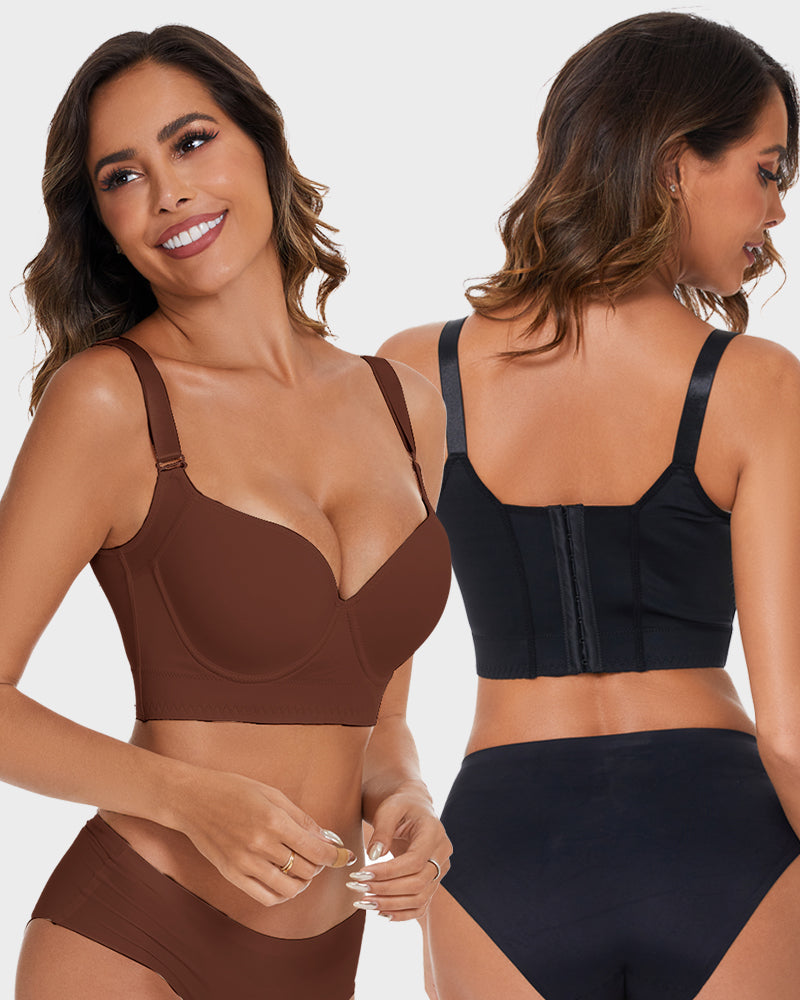 Flexehag® Push-Up Back Smoothing Bra- Black+Brown (2 Pack)